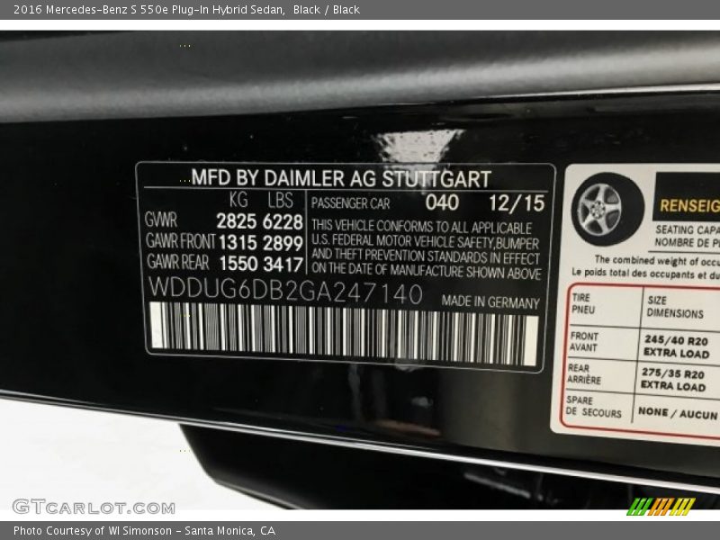 Black / Black 2016 Mercedes-Benz S 550e Plug-In Hybrid Sedan