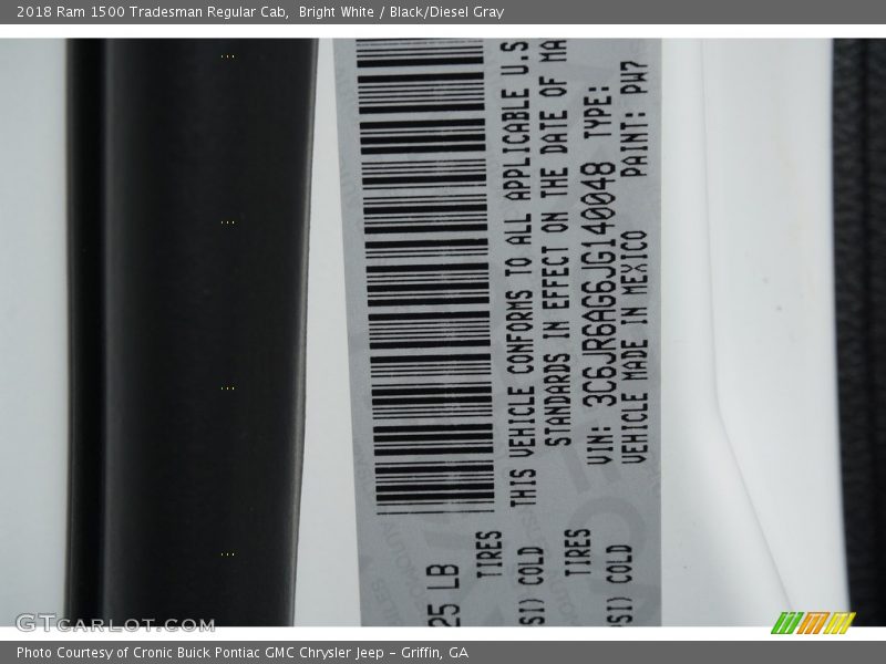 Bright White / Black/Diesel Gray 2018 Ram 1500 Tradesman Regular Cab