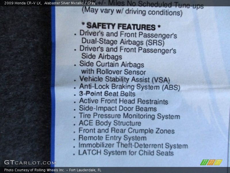 Alabaster Silver Metallic / Gray 2009 Honda CR-V LX