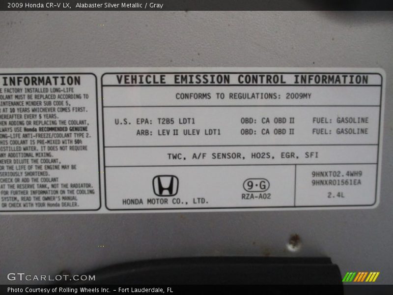 Alabaster Silver Metallic / Gray 2009 Honda CR-V LX