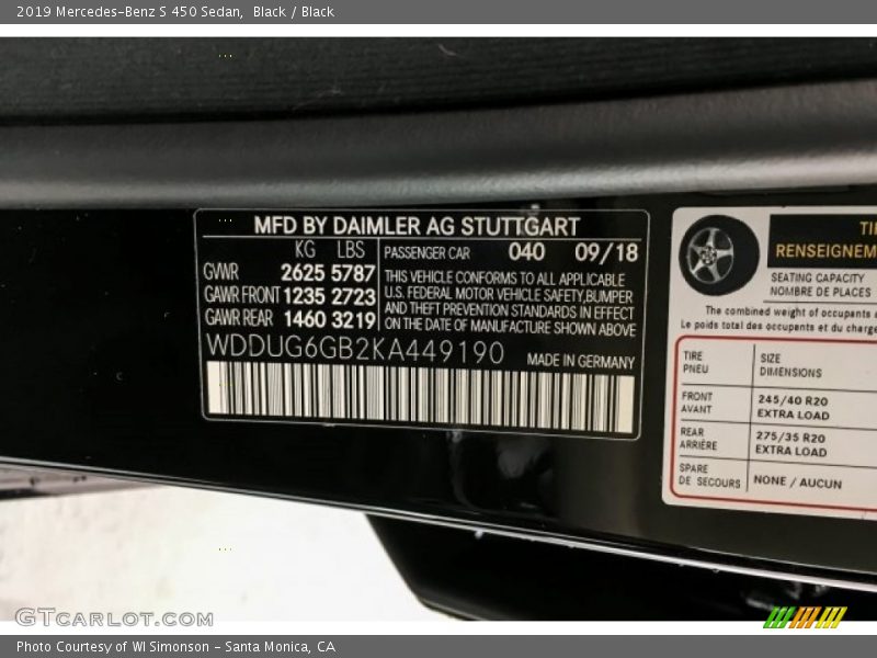 Black / Black 2019 Mercedes-Benz S 450 Sedan