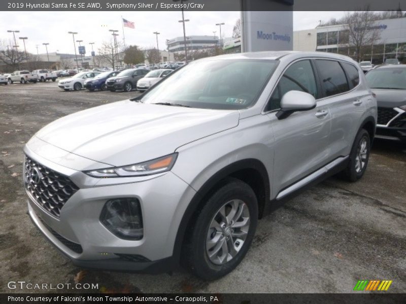Symphony Silver / Espresso/Gray 2019 Hyundai Santa Fe SE AWD