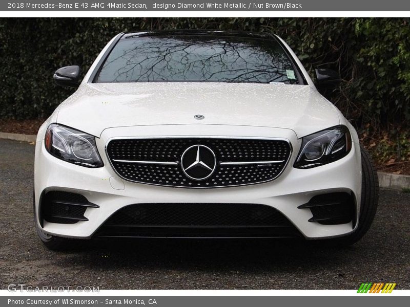 designo Diamond White Metallic / Nut Brown/Black 2018 Mercedes-Benz E 43 AMG 4Matic Sedan