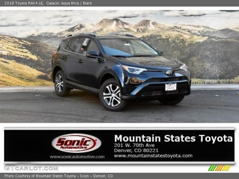 Galactic Aqua Mica / Black 2018 Toyota RAV4 LE