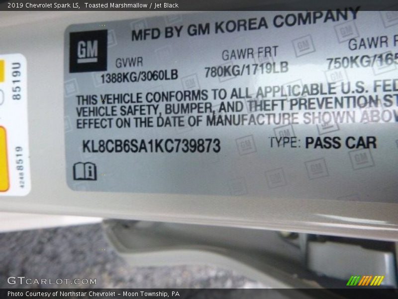 Toasted Marshmallow / Jet Black 2019 Chevrolet Spark LS