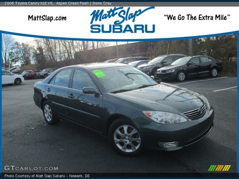 Aspen Green Pearl / Stone Gray 2006 Toyota Camry XLE V6