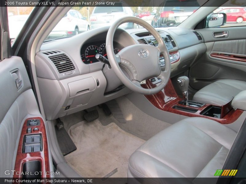 Aspen Green Pearl / Stone Gray 2006 Toyota Camry XLE V6