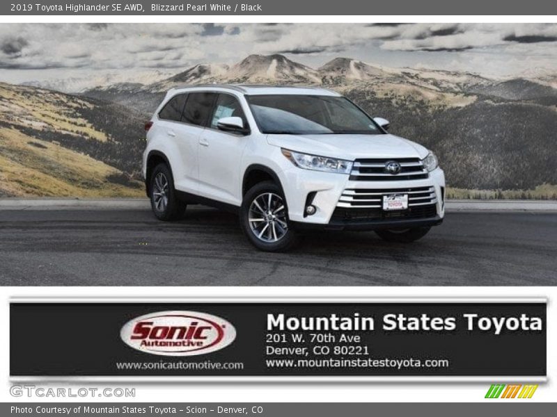 Blizzard Pearl White / Black 2019 Toyota Highlander SE AWD