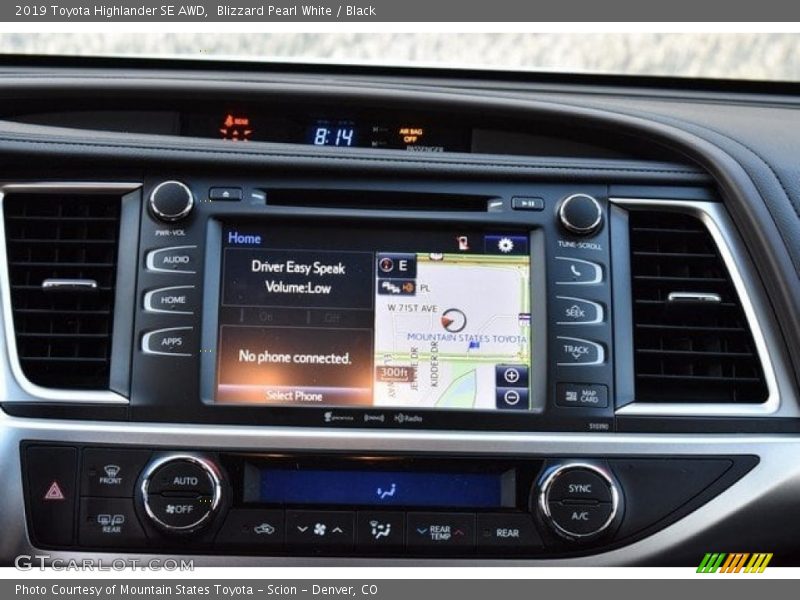 Blizzard Pearl White / Black 2019 Toyota Highlander SE AWD