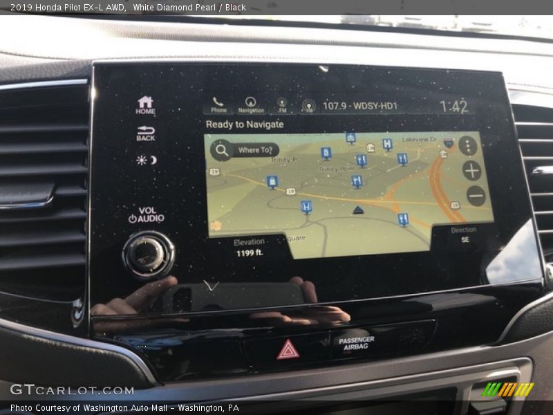 White Diamond Pearl / Black 2019 Honda Pilot EX-L AWD