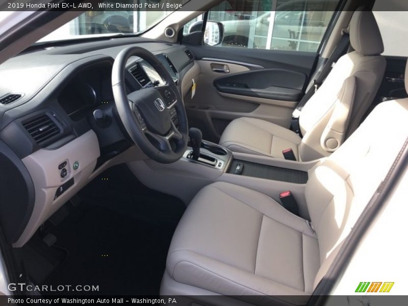 White Diamond Pearl / Beige 2019 Honda Pilot EX-L AWD