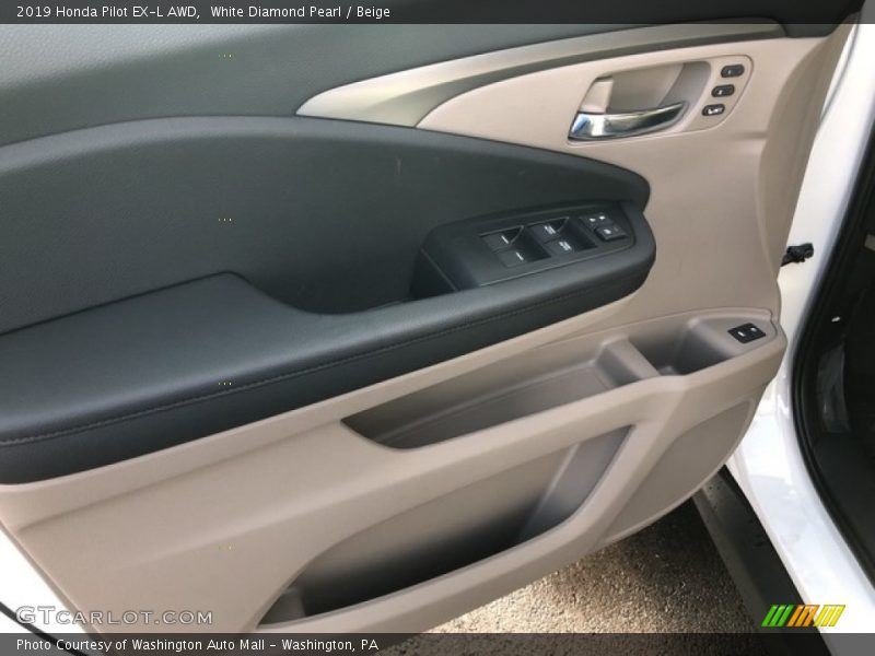 White Diamond Pearl / Beige 2019 Honda Pilot EX-L AWD