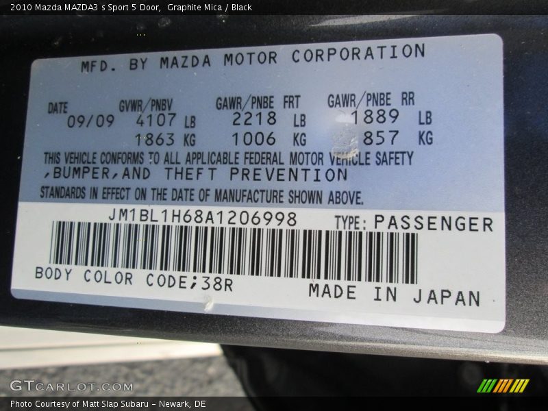 Graphite Mica / Black 2010 Mazda MAZDA3 s Sport 5 Door