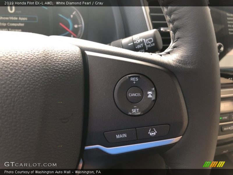 White Diamond Pearl / Gray 2019 Honda Pilot EX-L AWD