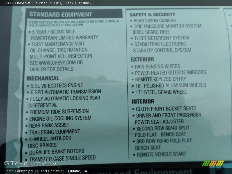 Black / Jet Black 2019 Chevrolet Suburban LS 4WD