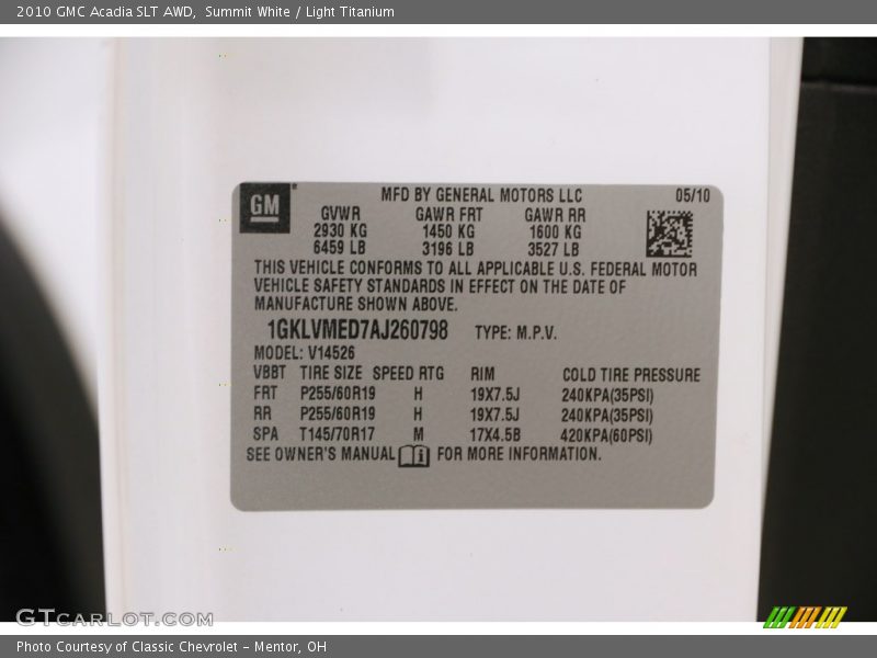 Summit White / Light Titanium 2010 GMC Acadia SLT AWD