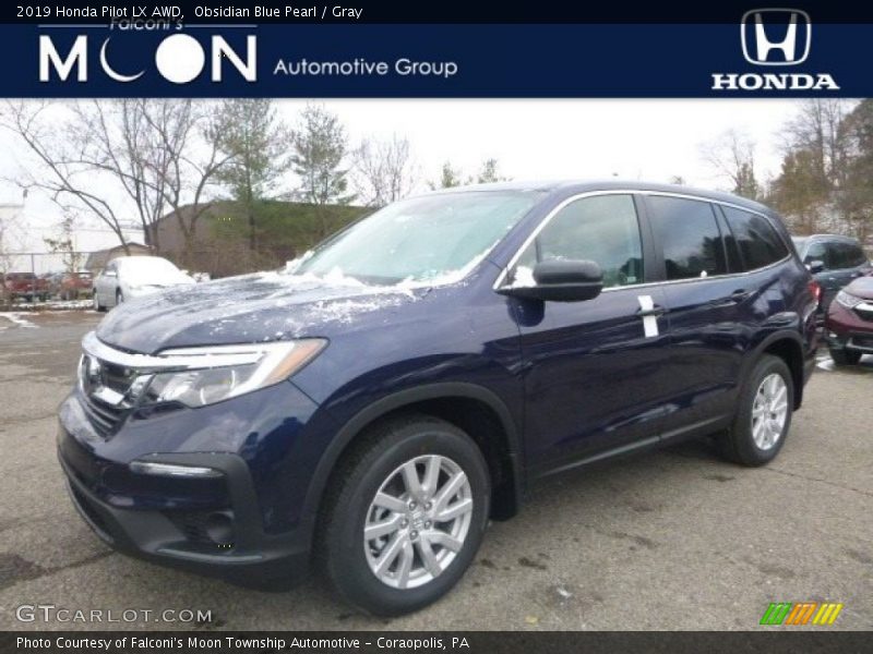 Obsidian Blue Pearl / Gray 2019 Honda Pilot LX AWD