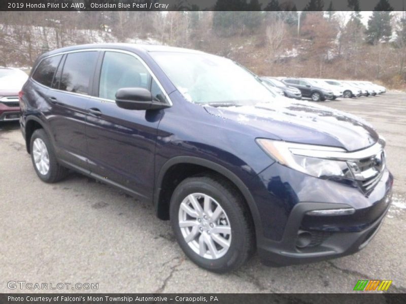 Obsidian Blue Pearl / Gray 2019 Honda Pilot LX AWD