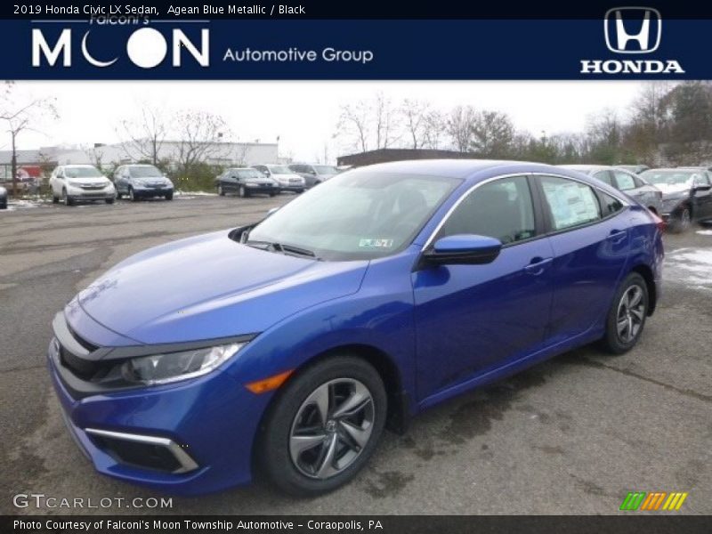 Agean Blue Metallic / Black 2019 Honda Civic LX Sedan