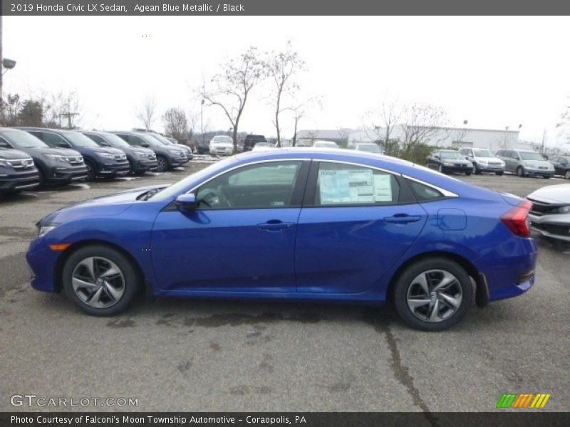 Agean Blue Metallic / Black 2019 Honda Civic LX Sedan