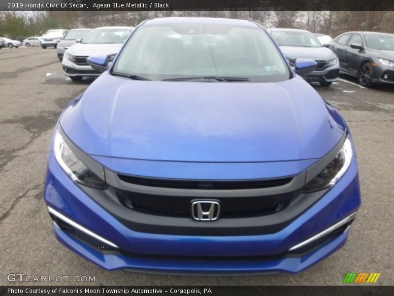 Agean Blue Metallic / Black 2019 Honda Civic LX Sedan