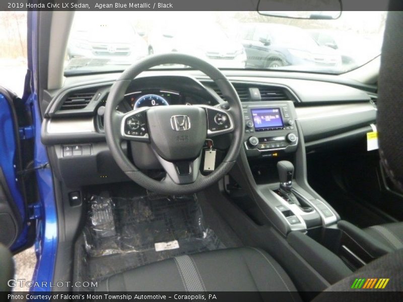 Agean Blue Metallic / Black 2019 Honda Civic LX Sedan