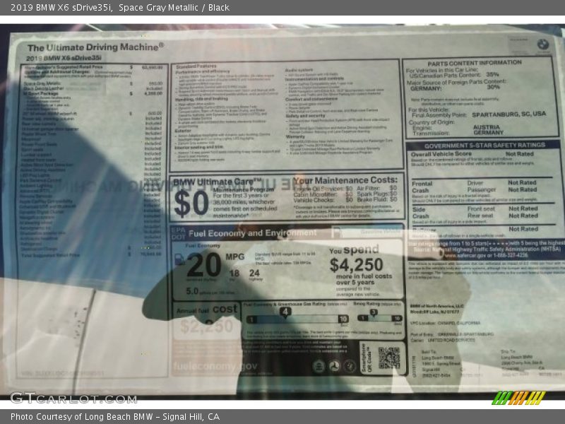 Space Gray Metallic / Black 2019 BMW X6 sDrive35i