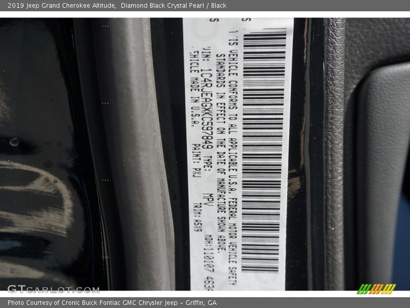 Diamond Black Crystal Pearl / Black 2019 Jeep Grand Cherokee Altitude
