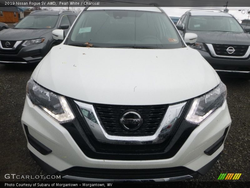 Pearl White / Charcoal 2019 Nissan Rogue SV AWD