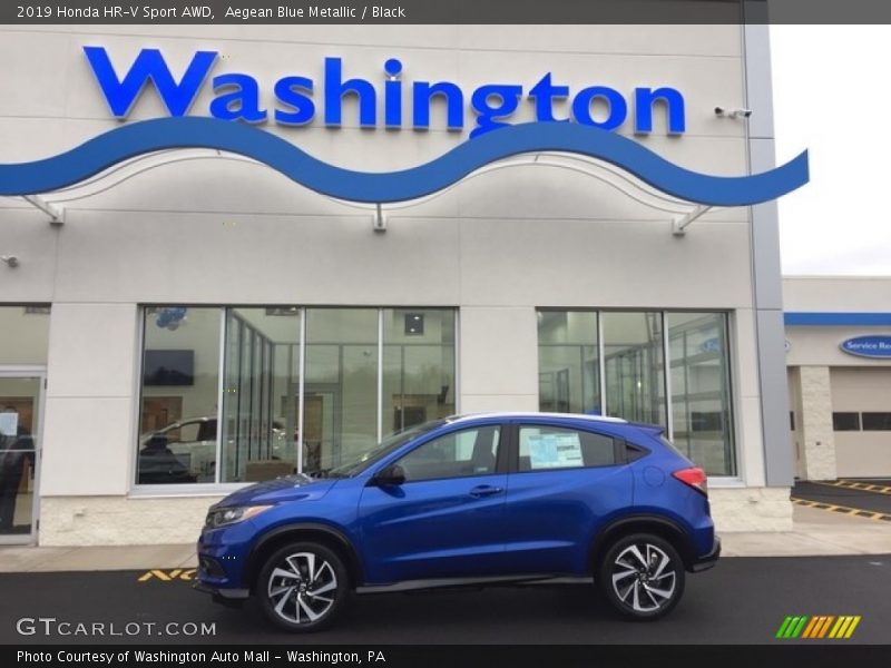 Aegean Blue Metallic / Black 2019 Honda HR-V Sport AWD