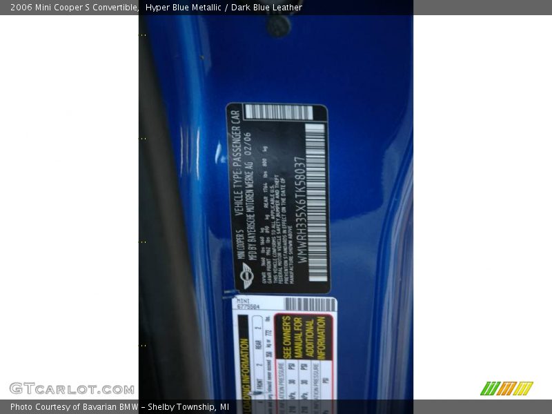 Hyper Blue Metallic / Dark Blue Leather 2006 Mini Cooper S Convertible
