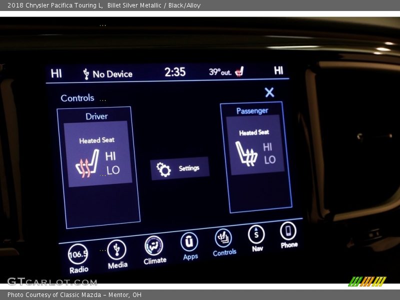 Billet Silver Metallic / Black/Alloy 2018 Chrysler Pacifica Touring L