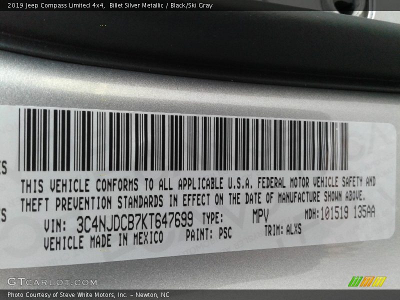 Billet Silver Metallic / Black/Ski Gray 2019 Jeep Compass Limited 4x4