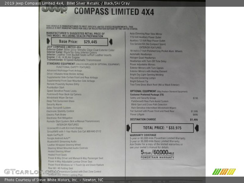 Billet Silver Metallic / Black/Ski Gray 2019 Jeep Compass Limited 4x4