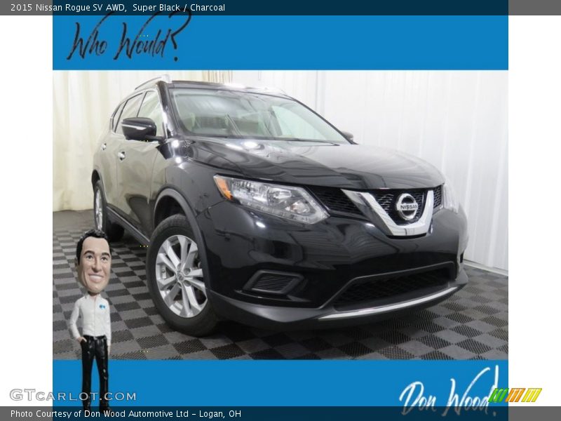 Super Black / Charcoal 2015 Nissan Rogue SV AWD