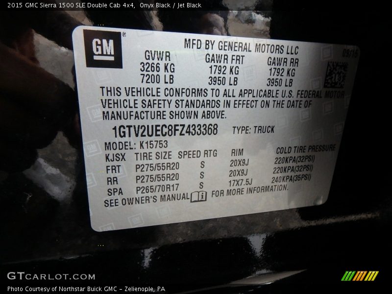 Onyx Black / Jet Black 2015 GMC Sierra 1500 SLE Double Cab 4x4