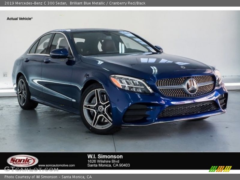 Brilliant Blue Metallic / Cranberry Red/Black 2019 Mercedes-Benz C 300 Sedan