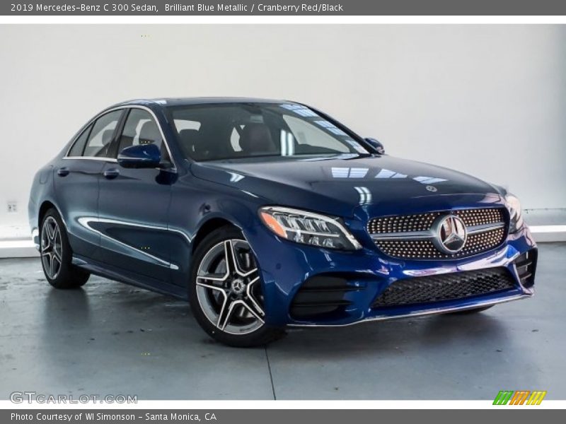 Brilliant Blue Metallic / Cranberry Red/Black 2019 Mercedes-Benz C 300 Sedan