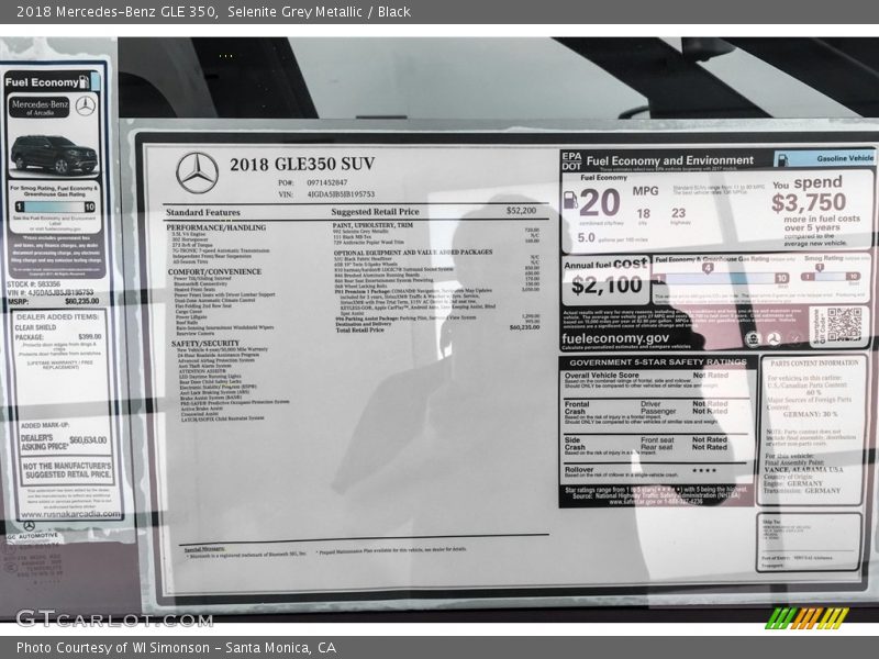 Selenite Grey Metallic / Black 2018 Mercedes-Benz GLE 350