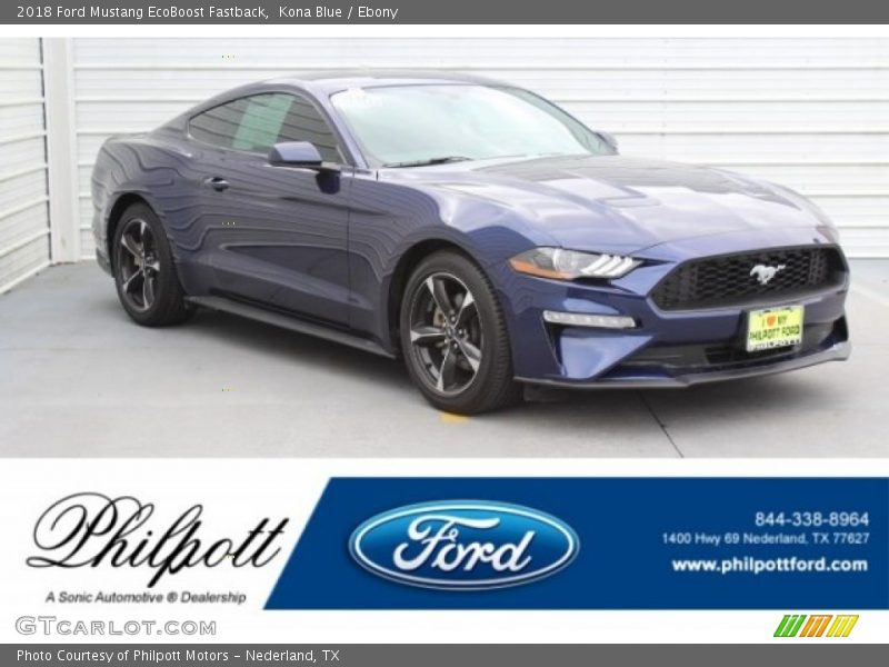 Kona Blue / Ebony 2018 Ford Mustang EcoBoost Fastback