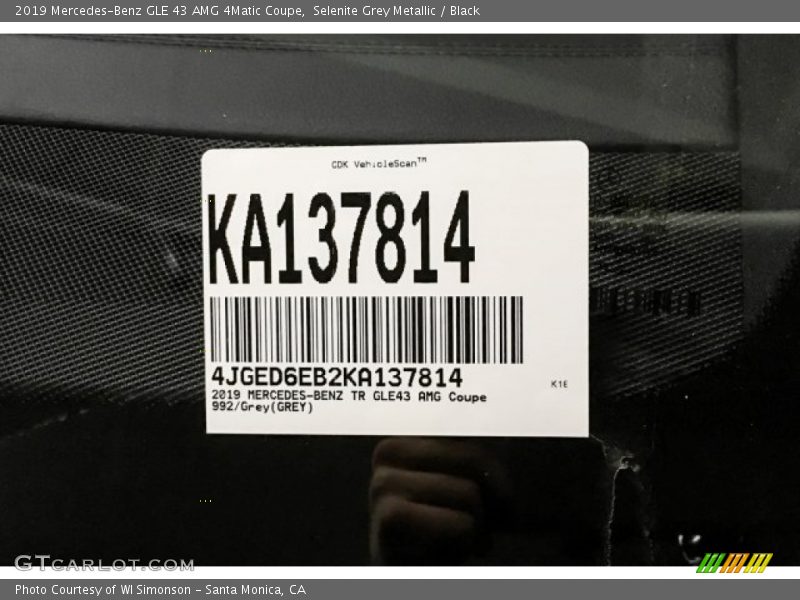 Selenite Grey Metallic / Black 2019 Mercedes-Benz GLE 43 AMG 4Matic Coupe