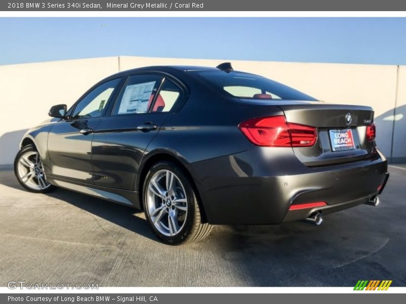 Mineral Grey Metallic / Coral Red 2018 BMW 3 Series 340i Sedan