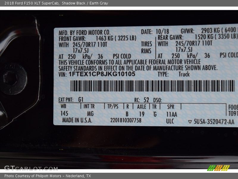 Shadow Black / Earth Gray 2018 Ford F150 XLT SuperCab
