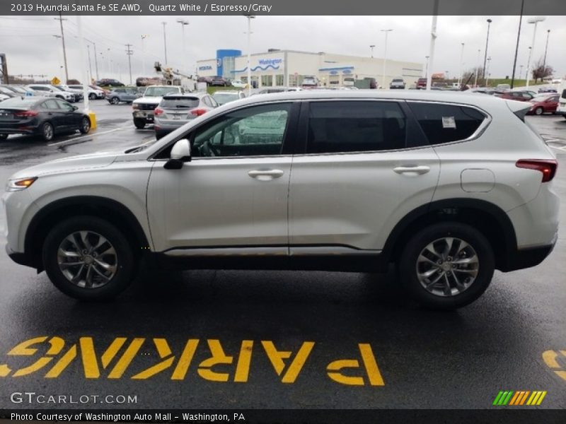 Quartz White / Espresso/Gray 2019 Hyundai Santa Fe SE AWD
