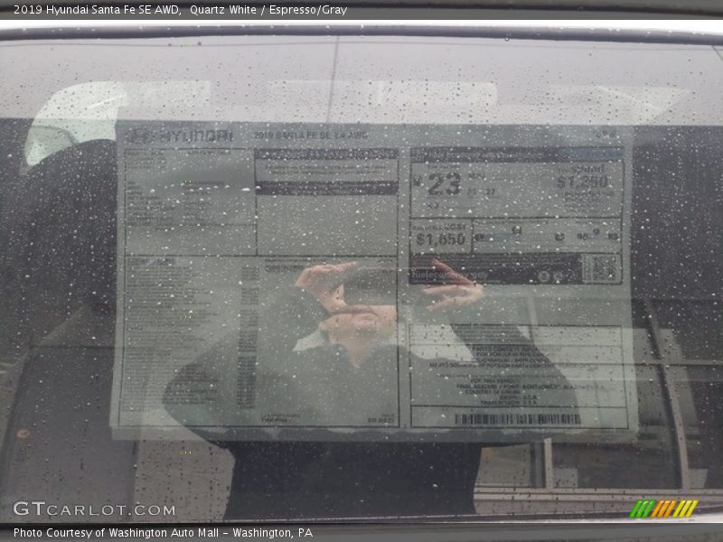 Quartz White / Espresso/Gray 2019 Hyundai Santa Fe SE AWD