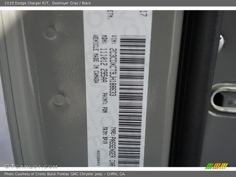 Destroyer Gray / Black 2018 Dodge Charger R/T