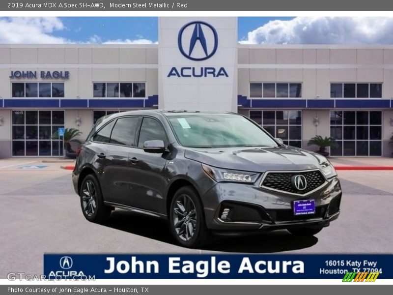 Modern Steel Metallic / Red 2019 Acura MDX A Spec SH-AWD