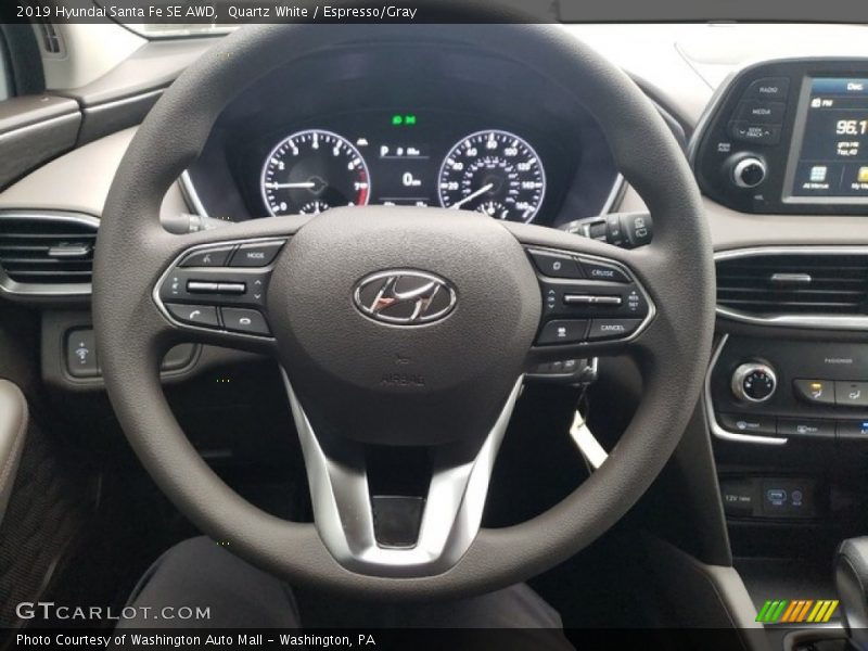 Quartz White / Espresso/Gray 2019 Hyundai Santa Fe SE AWD