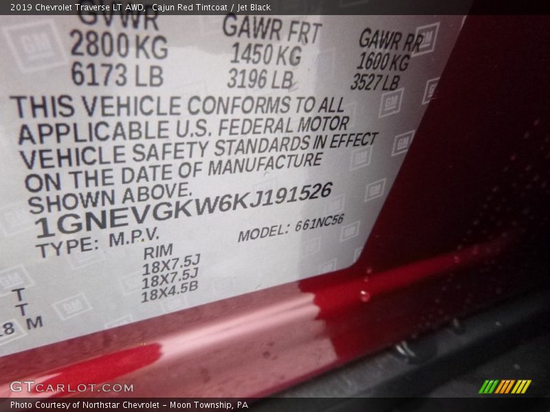 Cajun Red Tintcoat / Jet Black 2019 Chevrolet Traverse LT AWD