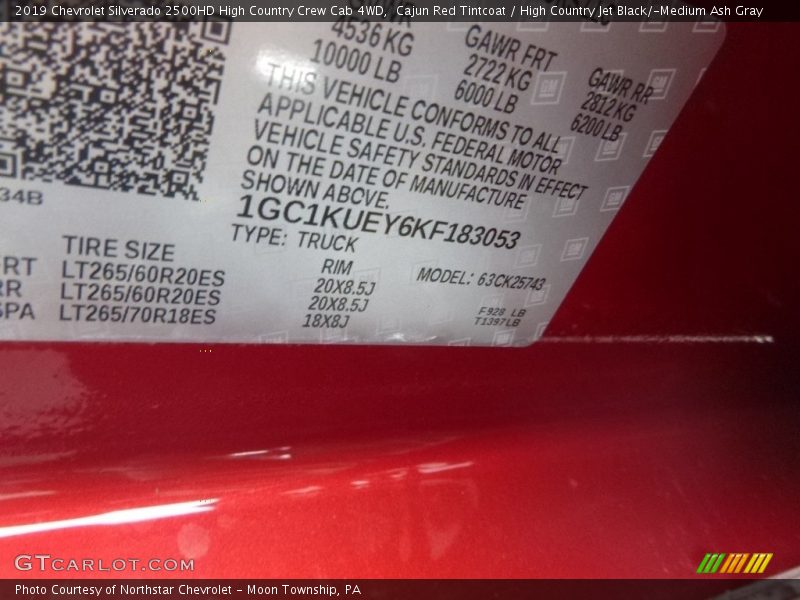 Cajun Red Tintcoat / High Country Jet Black/­Medium Ash Gray 2019 Chevrolet Silverado 2500HD High Country Crew Cab 4WD